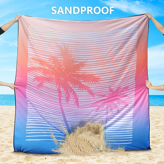 Beach Blanket Waterproof Sandproof Extra Large Beach Mat 79" X 83"/120"x108"for 1-8 Adults Quick Drying Durable Outdoor Picnic Mat for Beach Travel Camping Hiking