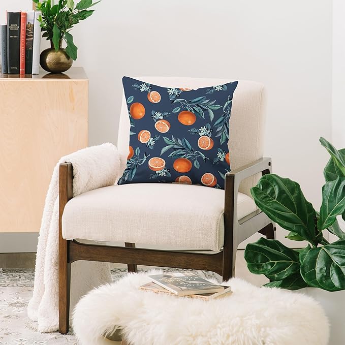 Society6 Lemon and Leaf Pattern VI Throw Pillow Insert-Home Decor by Burcu Korkmazyurek, 18" x 18"