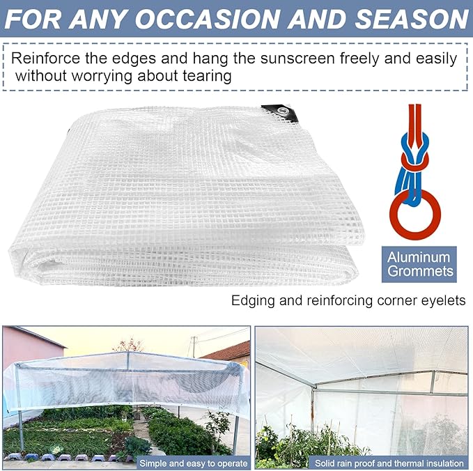 STARPYNG-10 Mil Clear/White 20X30 Feet Tarp-Heavy Duty Clear Mesh Tarp-Waterproof Tarp, UV Resistance,Greenhouse, Canopy, Tent, Yard and Outdoor Activities