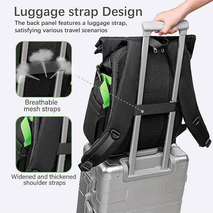LOIDOU Lunch Backpack for Men Work, Waterproof 15.6 Laptop Backpack with Lunch Box Compartment, Insulated Lunch Bag for Business College Beach Camping Picnics, Womens Gifts Cooler Backpacks, Black
