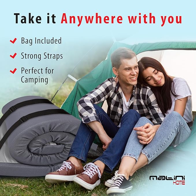 4" x 38" x 75" Memory Foam Roll-Up Camping Mattress with Water Resistant Zipper Cover, Foldable and Portable for Camping, RV Bunk, Tent, Guest Bed, Outdoor and Dorm
