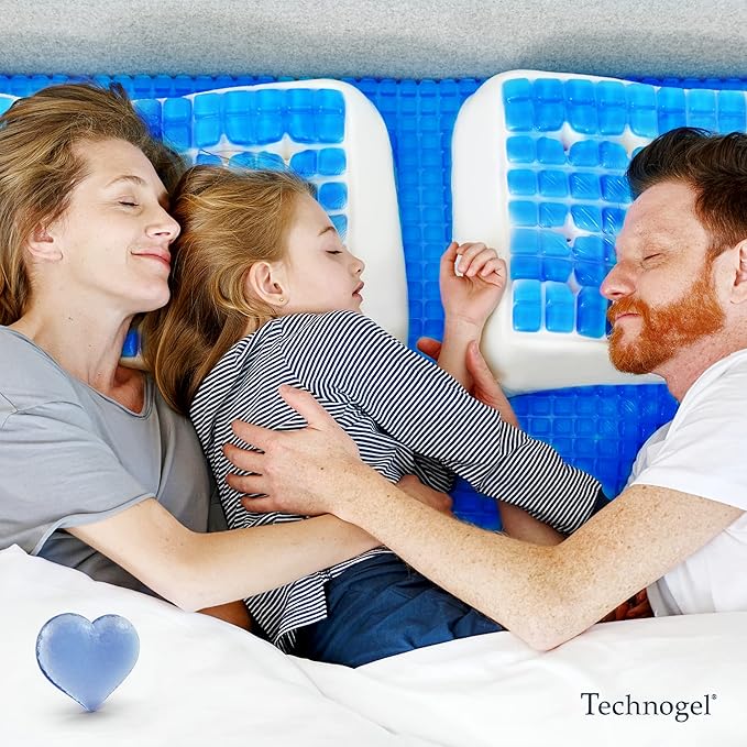 Technogel Anatomic Cooling Gel Pillow – Dual-Height Cervical Spine Support, Memory Foam Base, Washable Cover, Side & Back Sleepers