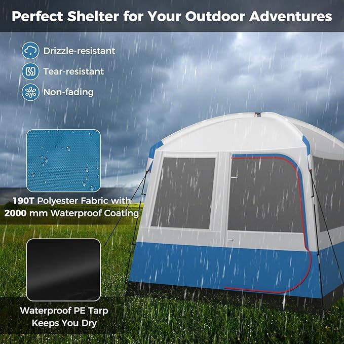 Tangkula 5 Person Camping Tent, Portable Backpacking Tent with Removable Rainfly, Floor Mat, 3 Mesh Walls & Zippered Doors, Carrying Bag, Family Dome Tent for Camping, Hiking, Traveling, Picnic