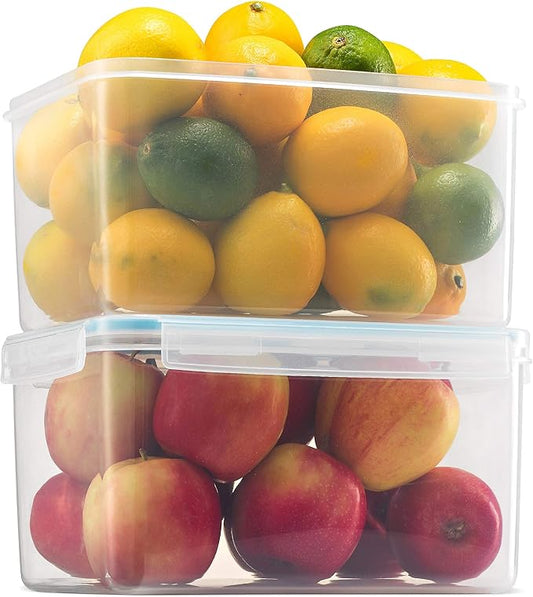 Komax Biokips Large Food Storage Container 155oz. (set of 2) - Airtight, Leakproof With Locking Lids - BPA Free Plastic - Microwave, Freezer and Dishwasher Safe - Great For Fruit & Vegetables