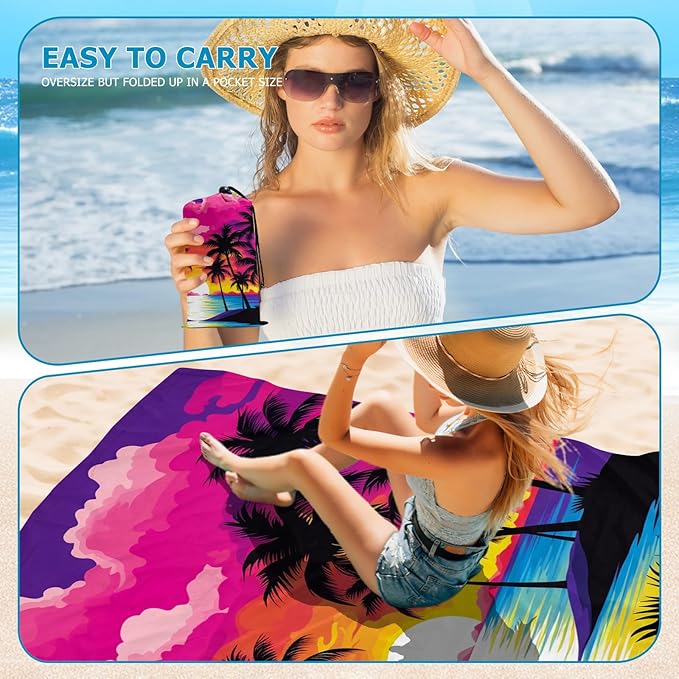 Beach Blanket Waterproof Sandproof, Oversized Extra Large Picnic Beach Mat 83"×95"/8 × 7 FT for 1-7 Adults for Travel Camping Hiking, Quick Drying Lightweight Outdoor Vacation Essentials