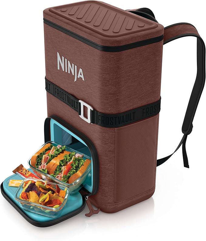 Ninja FrostVault Go Can Soft Cooler, 24/36 Can, Leak Proof, Built-In Cup Holder, 2 Ice Packs & Dry Storage Drawer, Polyester Insulation, Hiking, Camping, Picnic