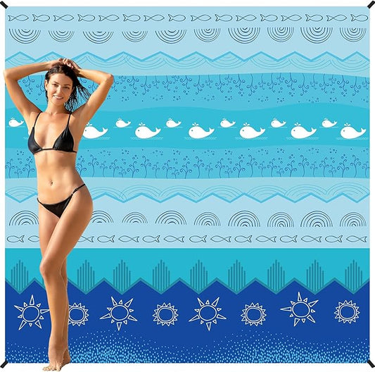 BYDOLL Beach Blanket Waterproof Sandproof Large 78''×81''/10'×9' Sand Free Oversized Sandless Picnic Mat Water Proof Packable Lightweight Blanket for Beach Camping Hiking Travel