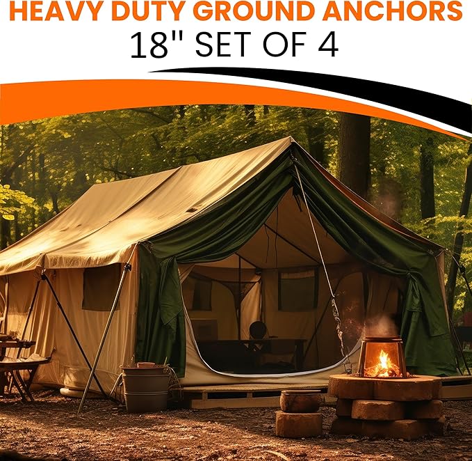 Earth Anchors - 18" Set of 4 Heavy Duty Ground Stakes - Screw in Anchors for Mobile Homes, Sheds, Swing Sets, Trees, Awnings & Canopies - Includes Drill Bit