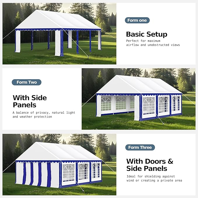 MFSTUDIO 16'x20' Party Tent, Outdoor Heavy Duty Party Tents with Removable Sidewalls, Large Canopy Tent Shelter for Outdoor Events Wedding Birthday, Blue