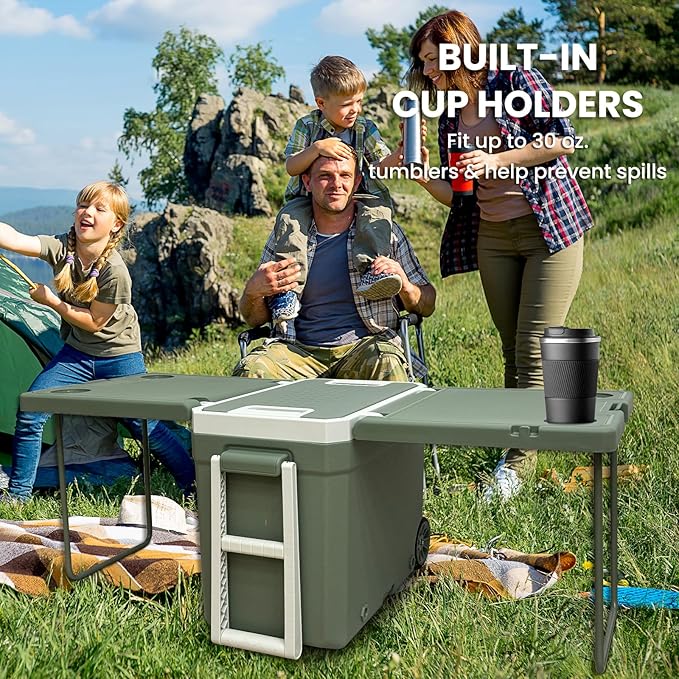 JUST-V 34-127 Quart Insulated Portable Cooler with Heavy Duty Wheels Keeps Ice for up to 5 Days, Great for Drink, Beach, Camping, Tailgating, Sports, & More