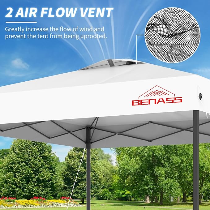 8x8 Pop Up Canopy, Easy Up Canopy Tent, Heavy Duty Tents for Parties, One Person Set Up Event Tent, White