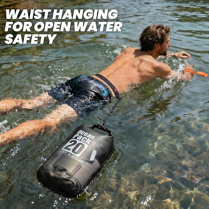 Dry Bag Waterproof, Roll Top Small Waterproof Backpack 20L, Floating Lightweight Bag with Water Proof Phone Pouch for Kayaking, Paddle Boarding, Boating, Fishing, Swimming