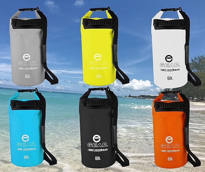 Enthusiast Gear Floating Cooler Bag Roll Top Insulated Dry Backpack – Leak Proof, Collapsible, Waterproof Cooler with Padded Shoulder Strap - Perfect for Kayaking Fishing Beach Hiking -15L