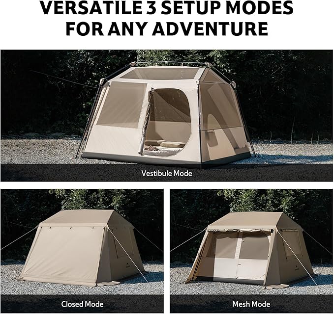Naturehike Village Lite Camping Tent, 60S Easy Setup Instant Tents for Camping, Double Layer 4/8 Person Tent with with Full Rainfly