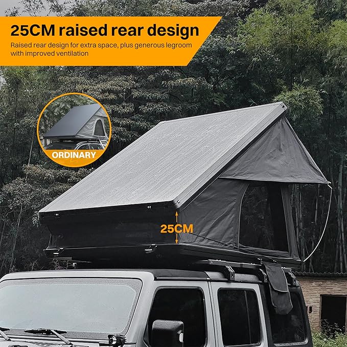 Aluminium Roof Top Tent,with Tri-Color LED Strip Light & 1.97" Thick Memory Foam Mattress,for Car Jeep SUV Truck Camping,2-3 People