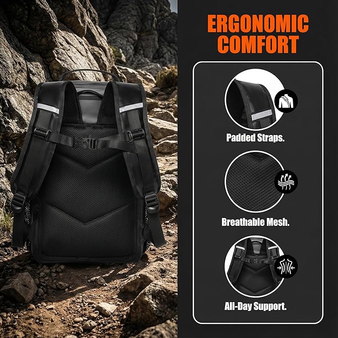 Dry Bag Waterproof Backpack 30L Tactical Backpack for Kayaking Hiking Boating Paddle Boarding Fishing Travel Camping Beach Floating Dry Bag for Men Women (Black)