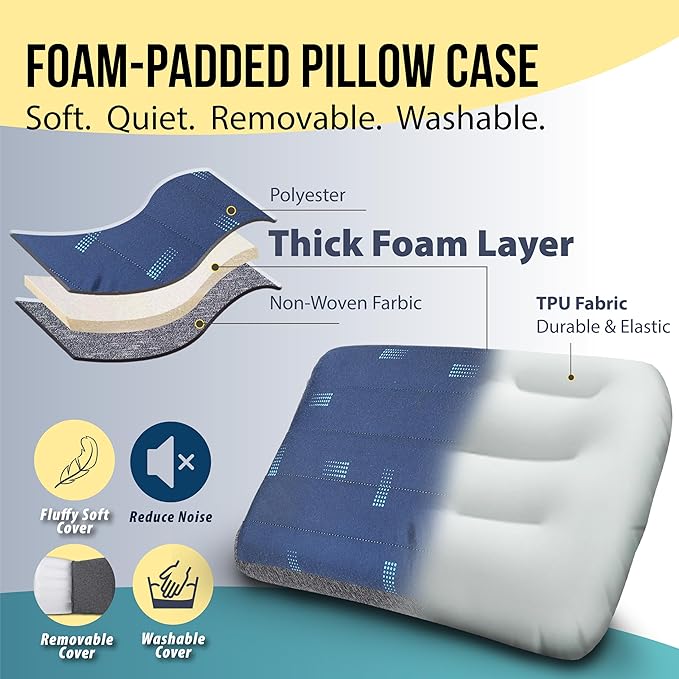 TREKOLOGY ULR7 Camping Sleeping Pad & ALUFT Pro SE Inflatable Pillow Bundle– Ultra-Light Insulated Sleeping Mat with Foam-Padded Case Camping Pillow– Perfect for Backpacking, Hiking & Outdoor Comfort