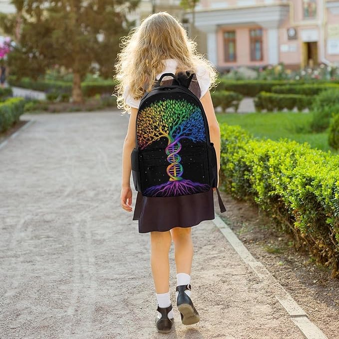 Adults Lightweight Dna Tree Of Life Art Shoulder Book Bags Big Capacity Shoulder Bag With Adjustable Shoulder Straps for Trekking Work Walking Cycling