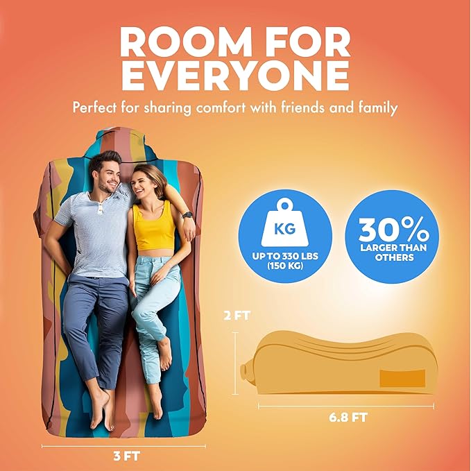 Chillbo Lazybone Inflatable Couch - Ultimate Inflatable Lounger for Maximum Chill - The Perfect Blow Up Couch for Music Festivals Or Inflatable Lounger for Camping