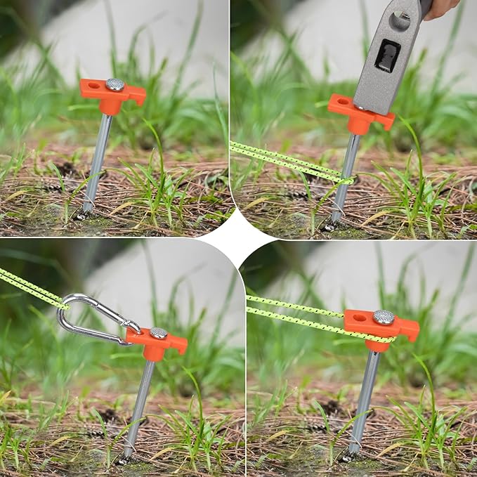 10 Pack 10in Heavy Duty Tent Stakes, Non-Rust Metal Camping Stakes, with Storage Pouch, for Tent, Tarp, Canopy, Picnic, Shade