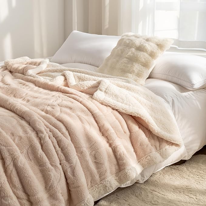 UKELER Cozy Sherpa Bed Blanket Queen Size 80 x 90 inch, Floral Throw Blanket for Bed Couch Sofa Camping, Great Gift for Mother's Day, Father's Day, Thanksgiving, Christmas, New Year's