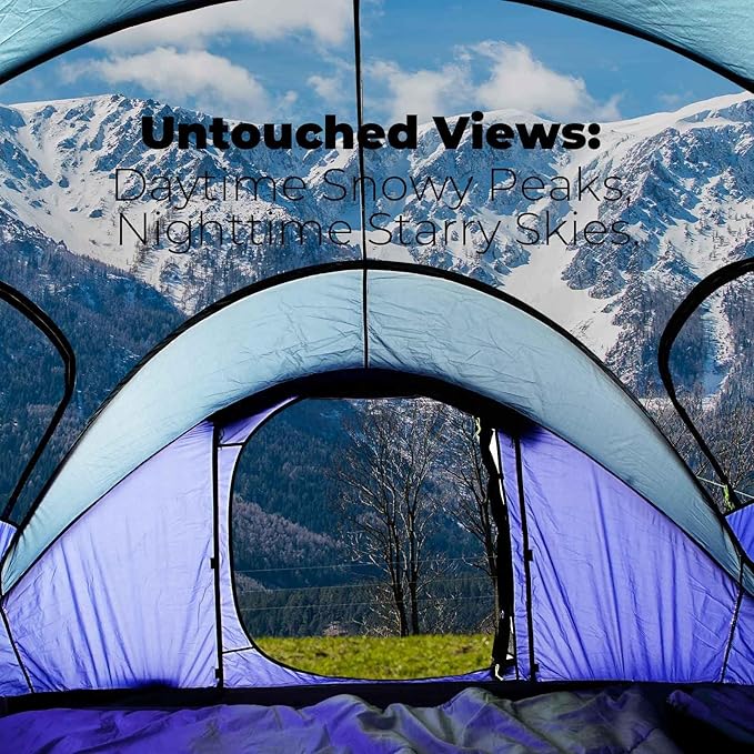 4 Person Easy Pop Up Tent, Waterproof, Automatic Setup,2 Doors-Instant Family Tents for Camping, Hiking & Traveling