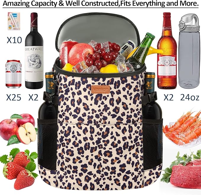 Camping Cooler Backpack 30 Cans, Soft Backpack Coolers Insulated Leak Proof Travel Cooler Bag Waterproof Lunch Picnic Beach Work Trip Thermal Bag Drink Beverage Beer Bag Cooler