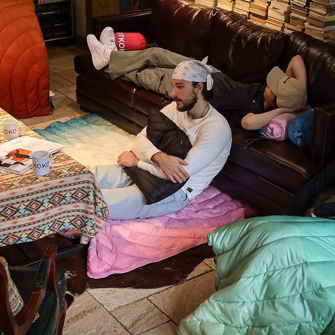 Lightweight Down Alternative Puffy Blanket, Packable Outdoor Blanket for Camping, Traveling, Stadium, Hiking, Picnics