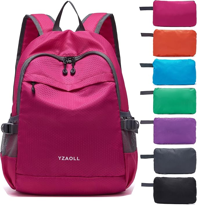 YZAOLL 20L Small Hiking Backpack Lightweight Day Packs, Packable Backpack for Women Men Travel Camping Vacation,Rose