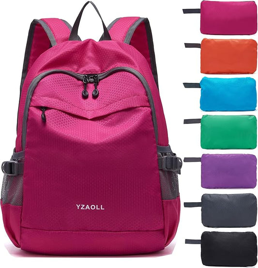 YZAOLL 20L Small Hiking Backpack Lightweight Day Packs, Packable Backpack for Women Men Travel Camping Vacation,Rose