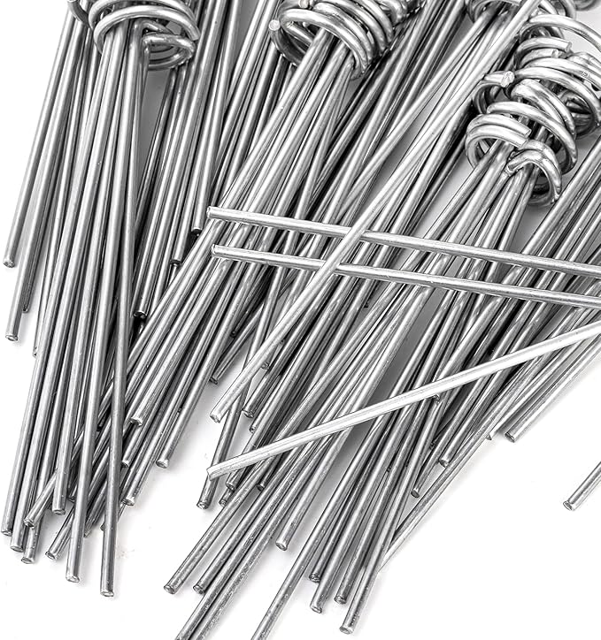 Yesland 100 Pack 6-Inch Circle Top Pins, 11 Gauge Anti-Rust Galvanized Steel Landscape Staples Pins Silver Garden Stakes G-Shaped SOD Staples for Ground Landscape Fabrics, Dog Fences and PVC Pipes