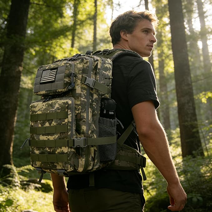 Zavothy 45L Military Tactical Backpack, Army 3-Day Assault Pack Bug Out Bag for Hiking Camping | Army, Bag, Large Rucksack, with Molle System