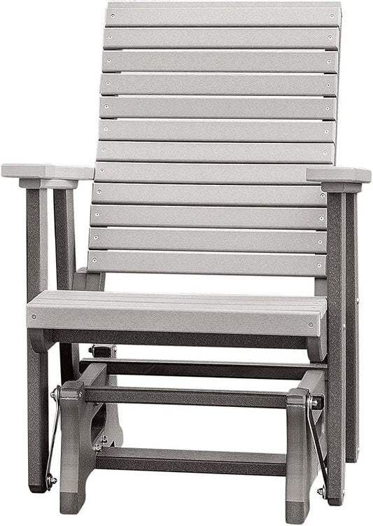 DutchCrafters Modern Horizontal Slat High Back Poly Glider Outdoor Patio Chair (Gray & Light Gray)