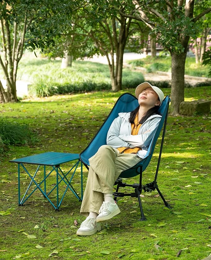 iClimb Two-Heights Light Compact Comfortable Camping Folding Beach Chair with Anti-Sinking Large Feet and Carry Bag