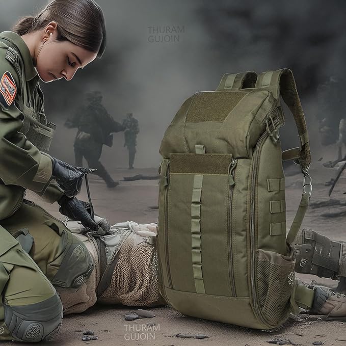 40L Waterproof Tactical Medical Backpack First Aid Bag for Hiking Trekking Hunting Fishing Camping Outdoor Sports (Green)