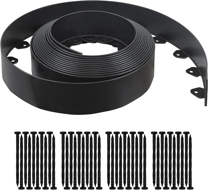 Gardzen Landscape Edging Kit, 40-Foot Long, 3-Inch Tall, No Dig Garden Edging Border for Flower Beds, Tree Rings, Pathways, Includes 40 Spikes