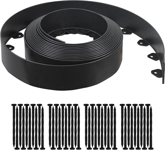 Gardzen Landscape Edging Kit, 40-Foot Long, 3-Inch Tall, No Dig Garden Edging Border for Flower Beds, Tree Rings, Pathways, Includes 40 Spikes