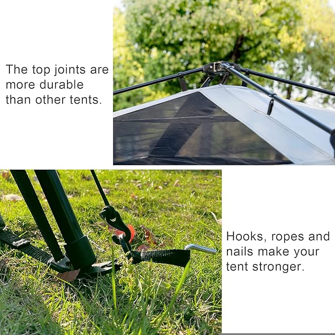 EVER ADVANCED 6 Person Camping Tent, Blackout Design Tent for Camping Instant Cabin Tents for Family with Rainfly, 60s Easy Setup, Water-Resistant