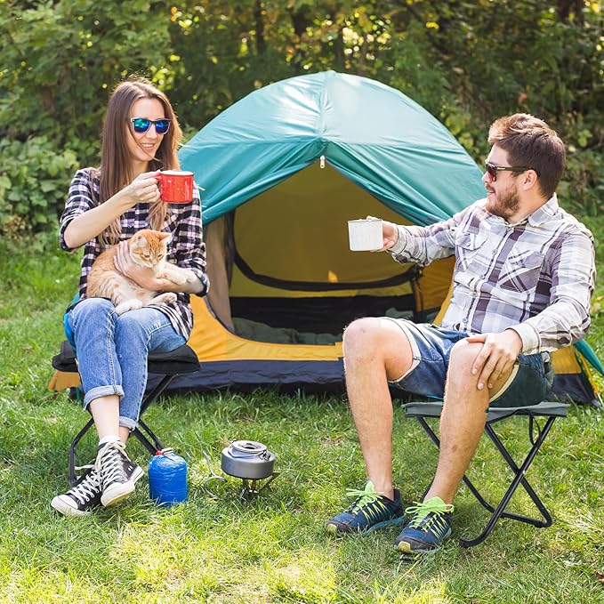 13" Foldable Portable Folding Camping Stool for Adults Support 286lbs, Lightweight Backpacking Foot Stool with Storage Bag for Fishing Outdoor, Gray