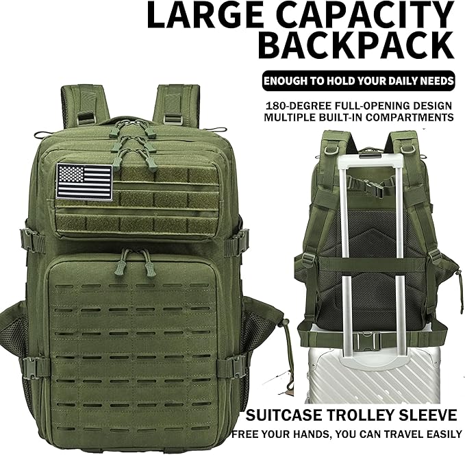 Military Tactical Backpack 45L/25L 3 Day Assault Pack Molle Daypack Hiking Backpack for Men and Women