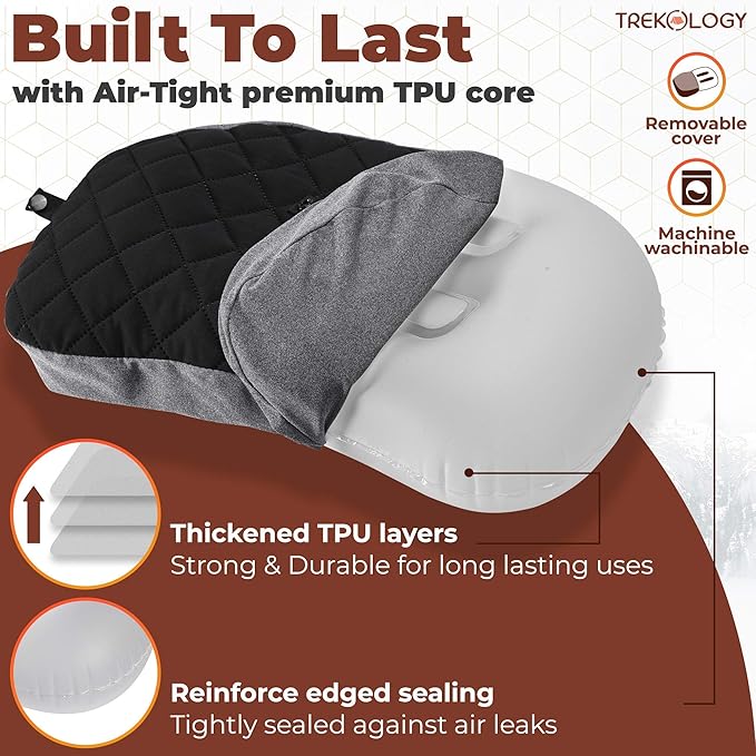 TREKOLOGY UL80 Sleeping pad & Aluft Deluxe Pillow -Inflatable Camping Sleeping Mat, Ultralight Backpacking Pillow for Camping Hiking Travel. Compact Lightweight Inflating Sleeping System.