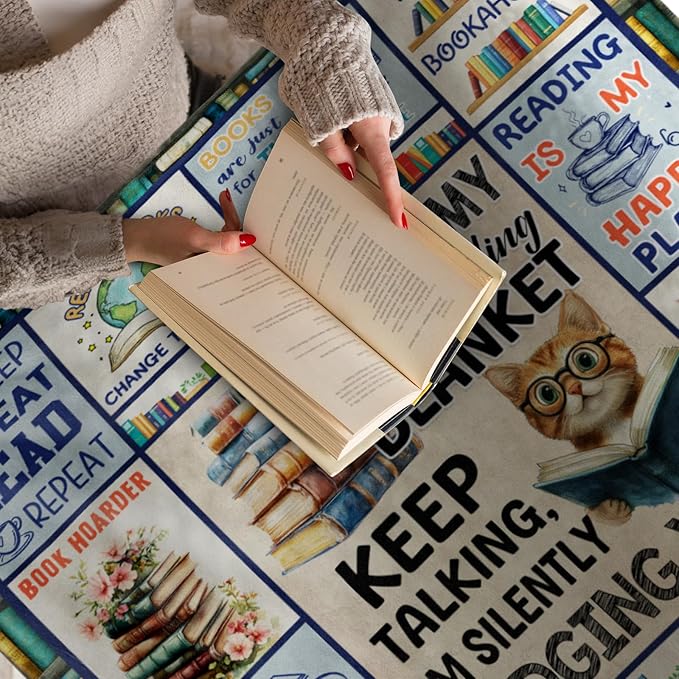 Book Lovers Gifts, Gifts for Readers, Book Club Librarian Bookworm Bookish Reading Throw Blanket 60" X 50"