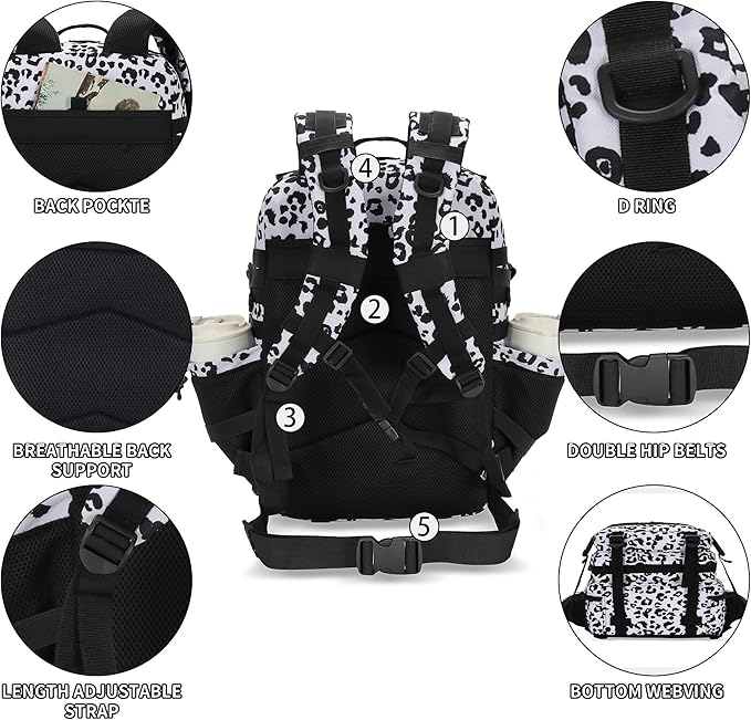 25L/45L Tactical Backpack Military Tactical Backpack Heavy Duty Molle Assault Pack for Work Gym Outdoors (1.0 25L-leopard, Small)
