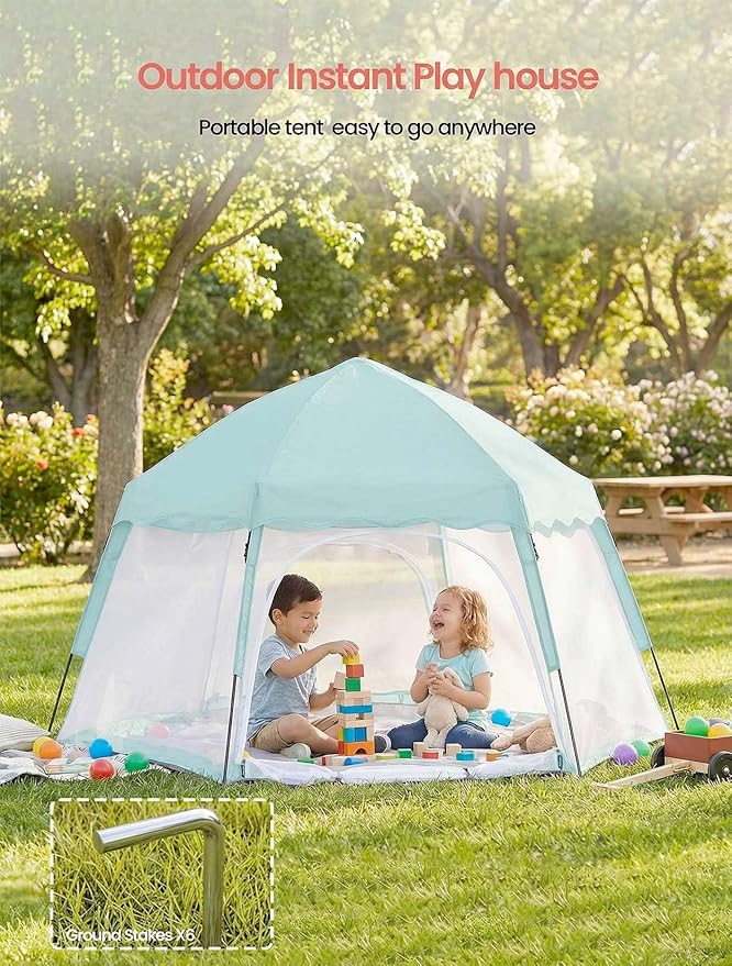 Porayhut Large Pop Up Play Tent for Kids, 78" Instant Toddler Playhouse with Removable Floor & UV50+ Sun Shade, 360° Mesh Mosquito-Free Tent for Indoor Outdoor Beach Backyard, Fits 4 Kids