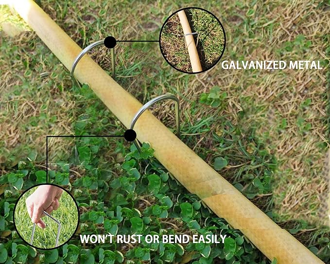 200 Pack 8 Inch Landscape Staples, Heavy Duty 11 Gauge Galvanized Steel Garden Stakes Staples Securing Pegs U-Shaped Pins for Securing Irrigation Tubing Fabric Weed Barrier Ground Sheets
