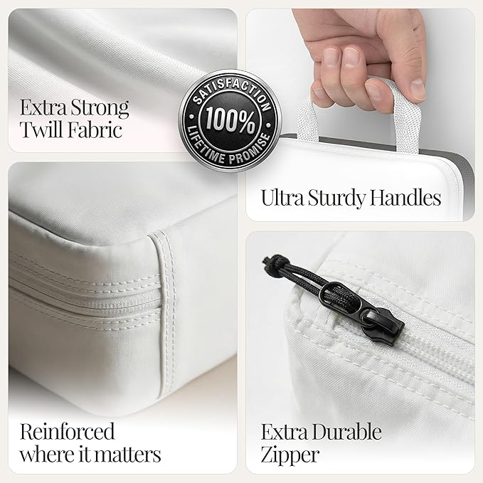 Well Traveled 8 pcs Compression Packing Bags Cubes Set with HybridMax Double-Capacity Design - Packing Cubes for Travel Compression to Maximize Limited Luggage Space, White