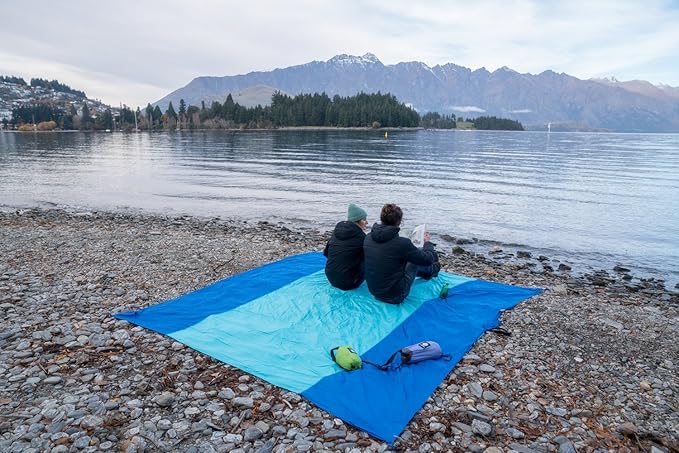 WEKAPO Beach Blanket Sandproof Waterproof, Extra Large Beach Mat, Oversized & Compact Sand Free Mat Quick Drying, Lightweight & Durable with Stakes & Corner Pockets