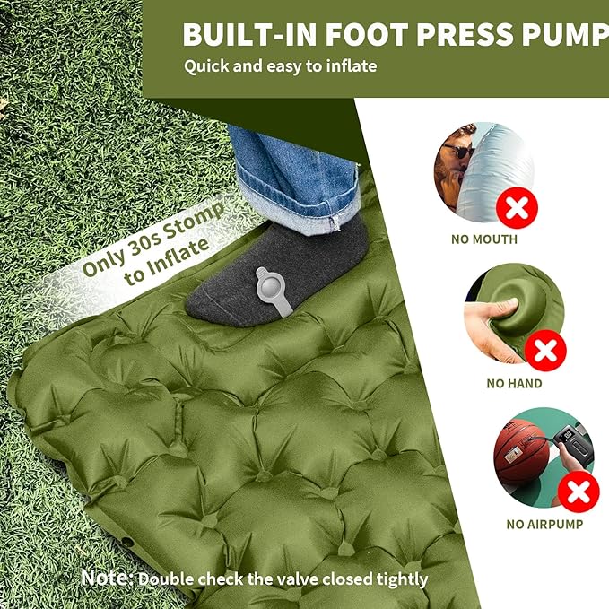 HiiPeak Sleeping Pad for Camping- Ultralight Inflatable Sleeping Mat with Built-in Foot Pump & Pillow, Upgraded Compact Camping Air Mattress for Tent, Backpacking, Hiking