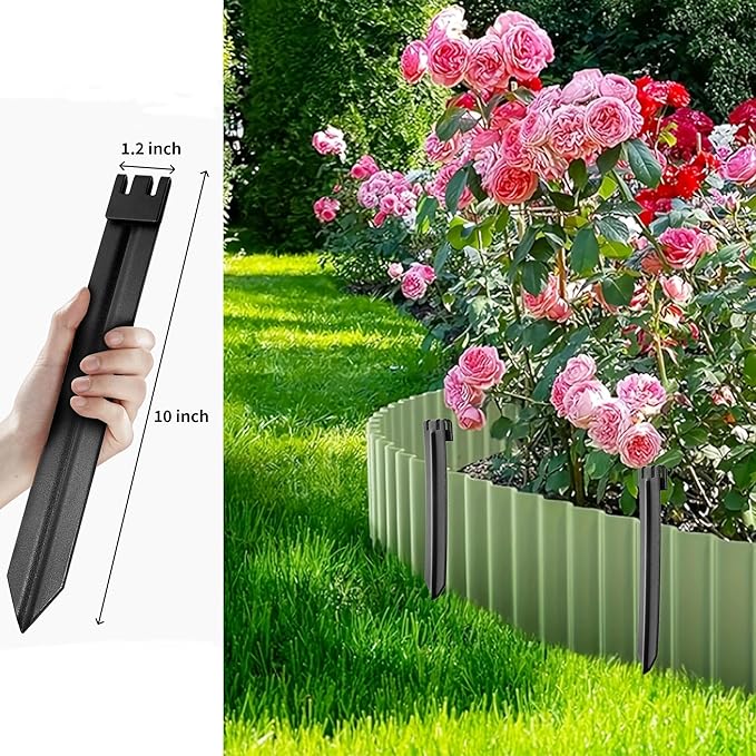 20Pcs 10Inch Metal Landscape Edging Stakes, No Installation for Corrugated Garden Landscape Edging/Terrace Board/Grass Barrier/Bender Board/Garden Liner/Tent pegs/Dog Stakes