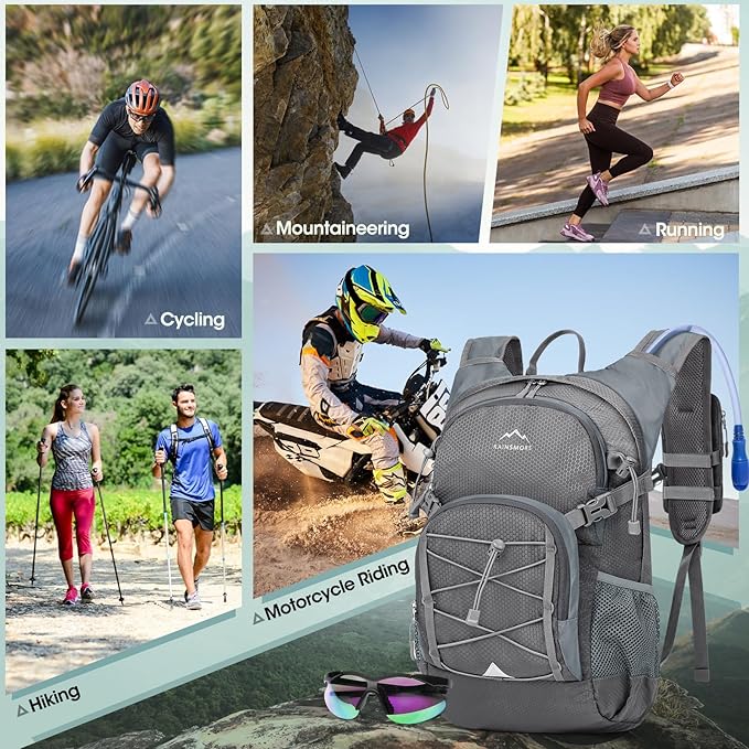 Hydration Backpack with Water Bladder, 18L Lightweight Hiking Backpack for Women&Men Small Insulated Hydration Water Pack for Hiking, Running, Cycling, Biking